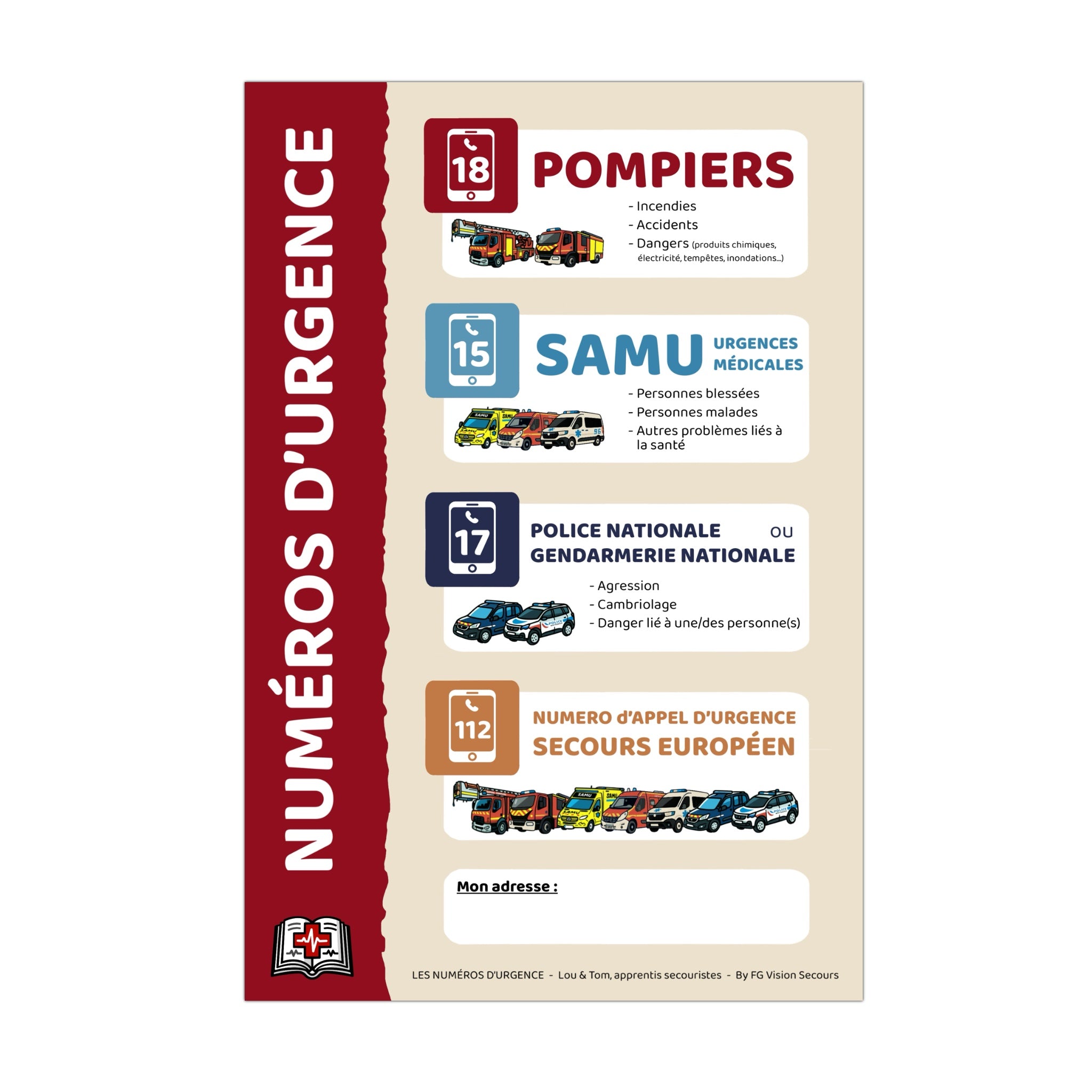 Plaquettes aimantée - Numéros d’urgence