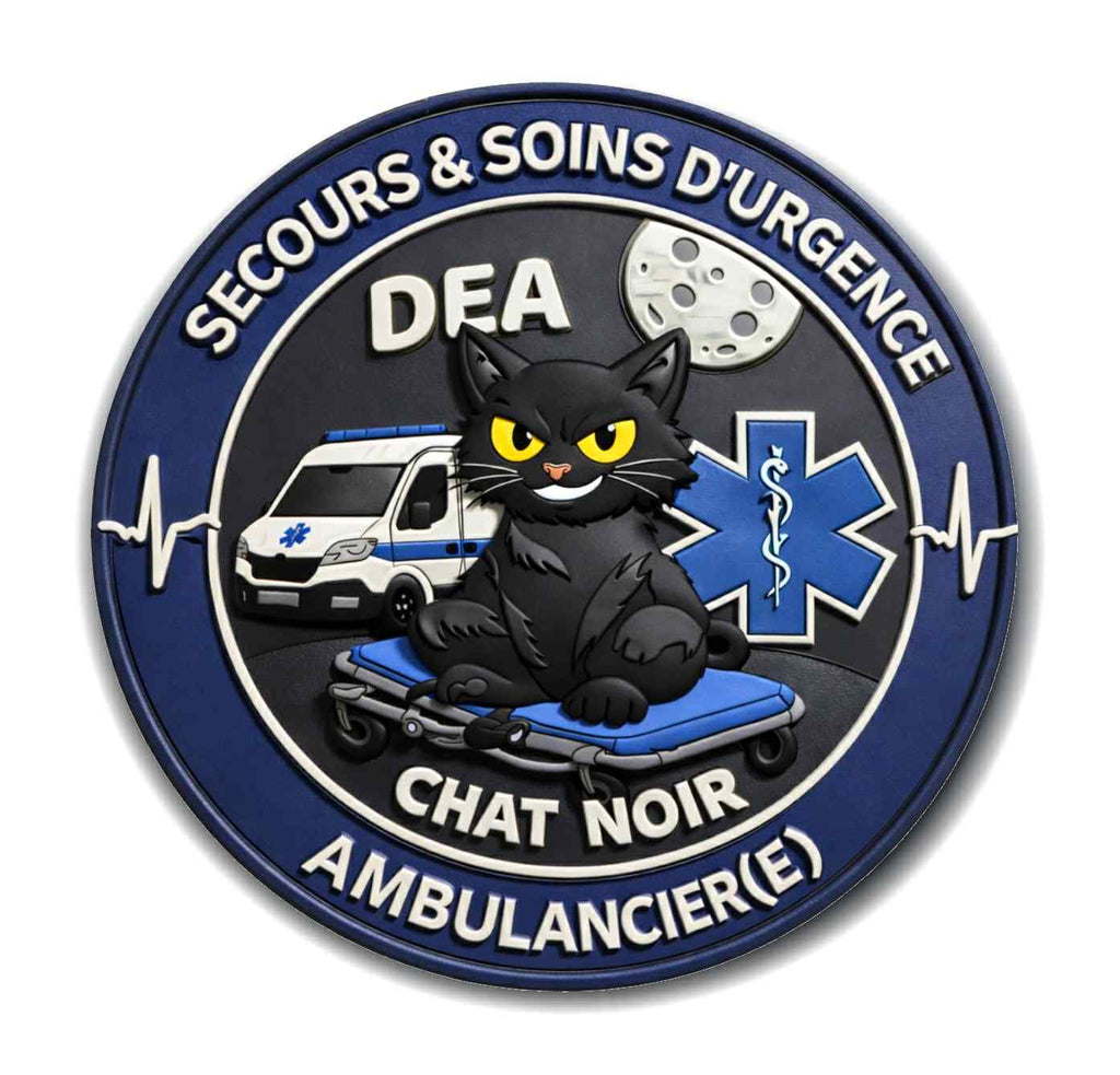 Ecusson chat noir - ambulancier - PVC
